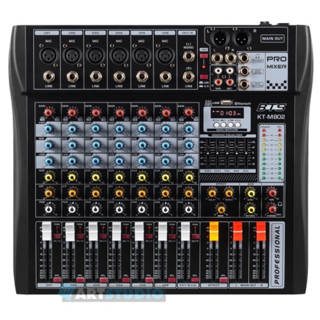 מיקסר 8 ערוצים עם mp3 כולל מסך BTS