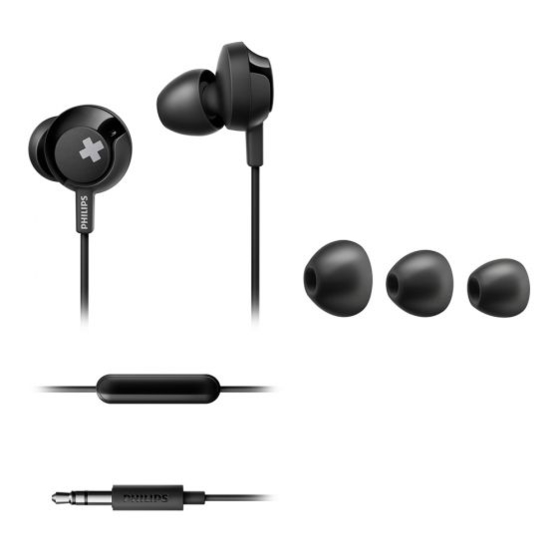 אוזניות כפתור +Philips SHE4305BK BASS שחור