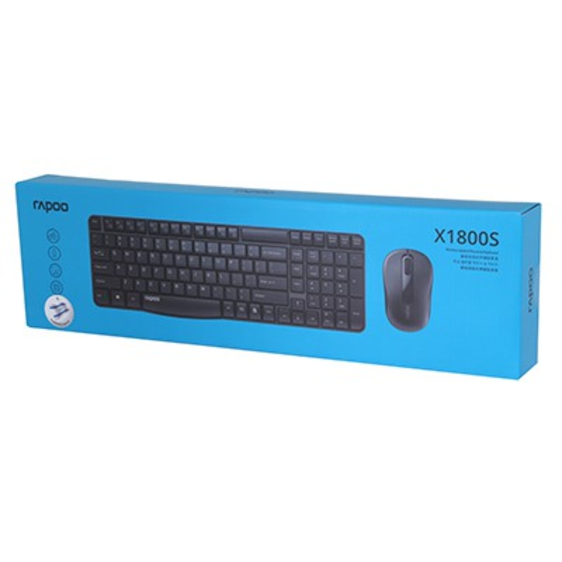 סט מקלדת ועכבר אלחוטי RAPOOX1800S שחור
