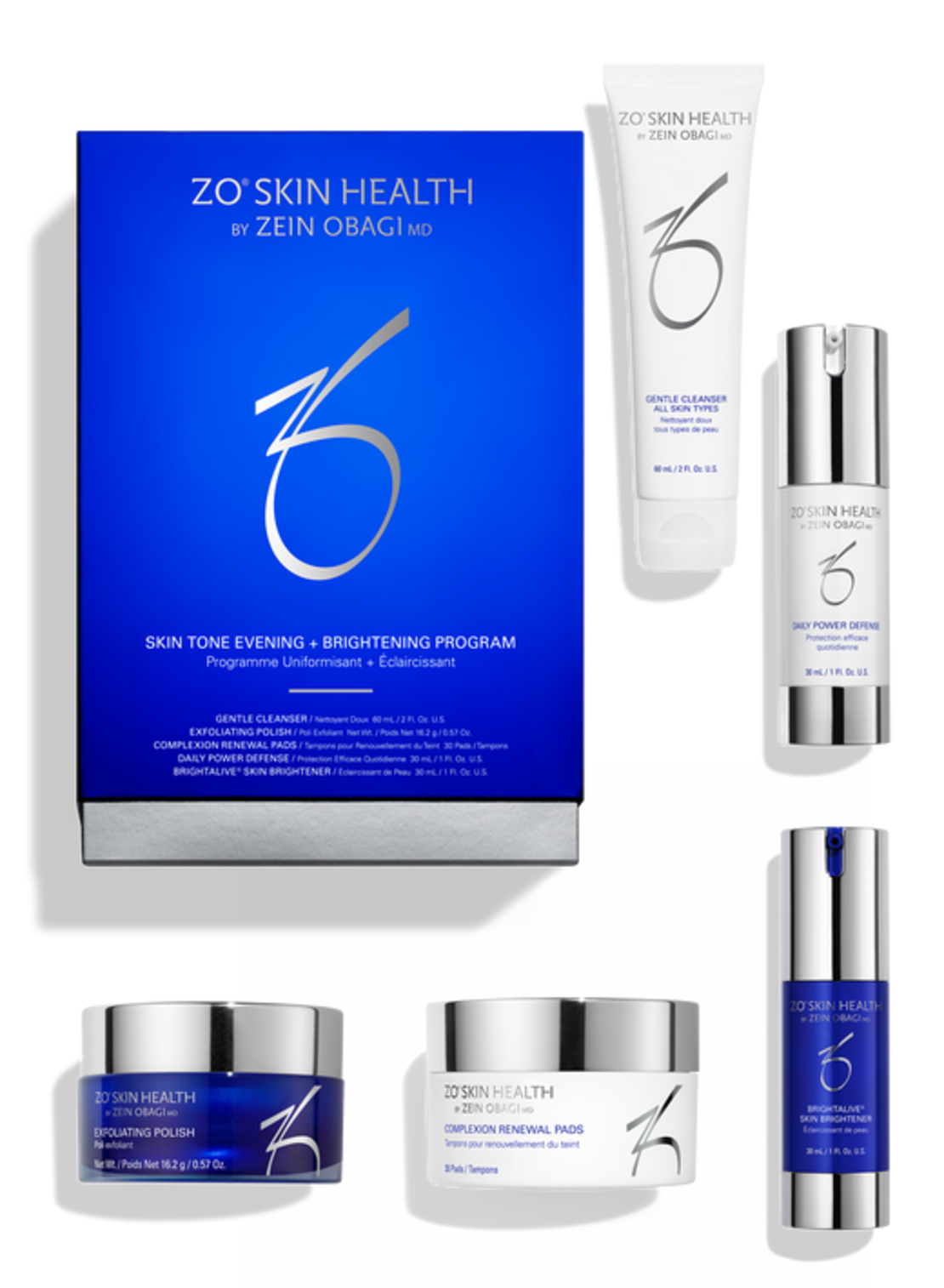 ערכת ZO Skin Health Skin Tone Evening + Brightening Program הכוללת 5 מוצרי טיפוח להבהרת העור ואחידות הגוון