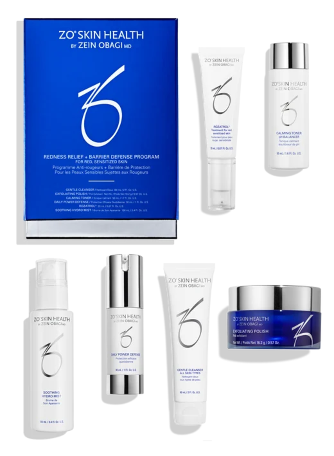 ערכת ZO Skin Health Redness Relief + Barrier Defense הכוללת 6 מוצרי טיפוח להרגעת אדמומיות ולחיזוק מחסום העור