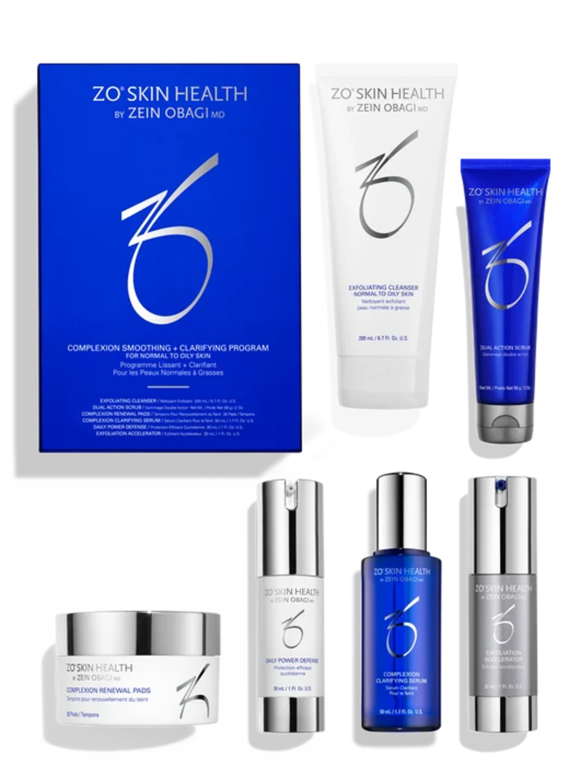 ערכת ZO Skin Health Complexion Smoothing + Clarifying הכוללת 6 מוצרי טיפוח לעור שמן ונוטה לפצעונים