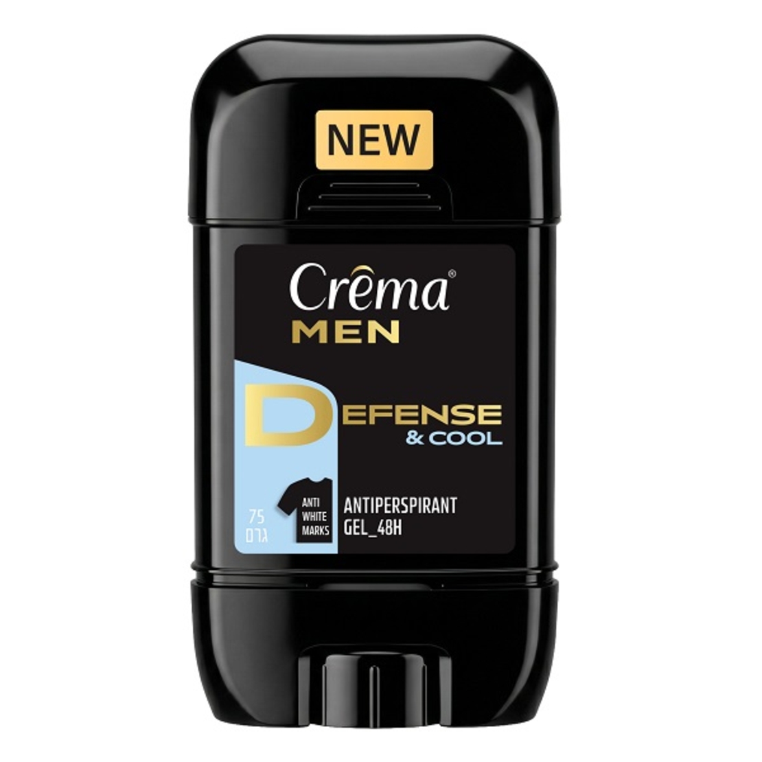 קרמה מן דאודורנט ג'ל-DEFENSE&COOL, תכלת, הגנה עד 48 שעות, אינו מכתים, 75גר