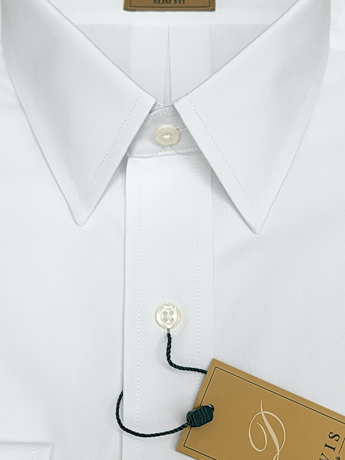 חולצת גברים לבנה – DAVIS | SLIM FIT | צווארון אמריקאי | בלי כיס | סדרת GOLD LABEL