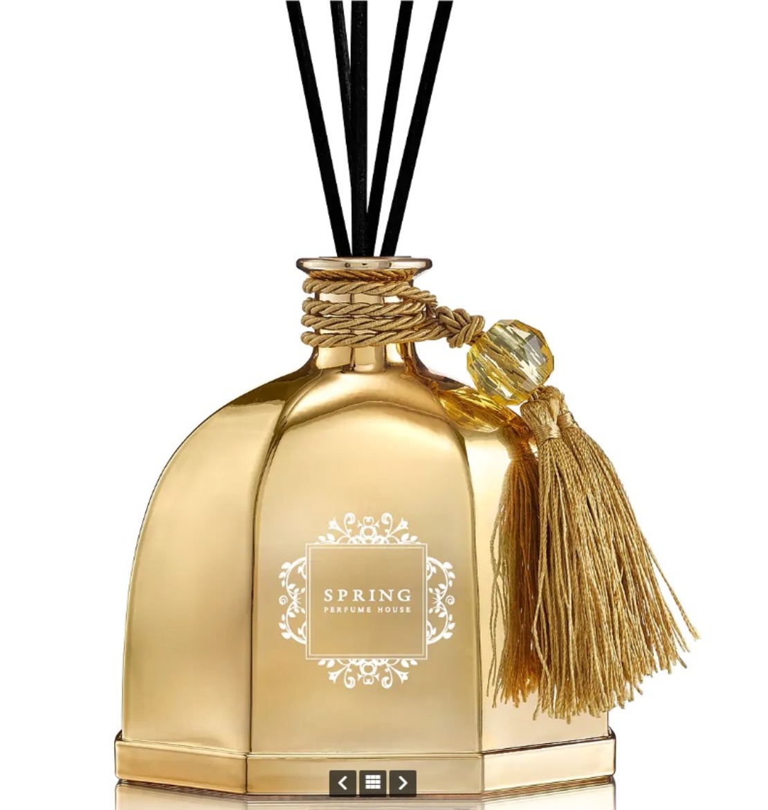 מפיץ ריח גדול WHITE FLOWER בציפוי מטאלי זהב 300ml