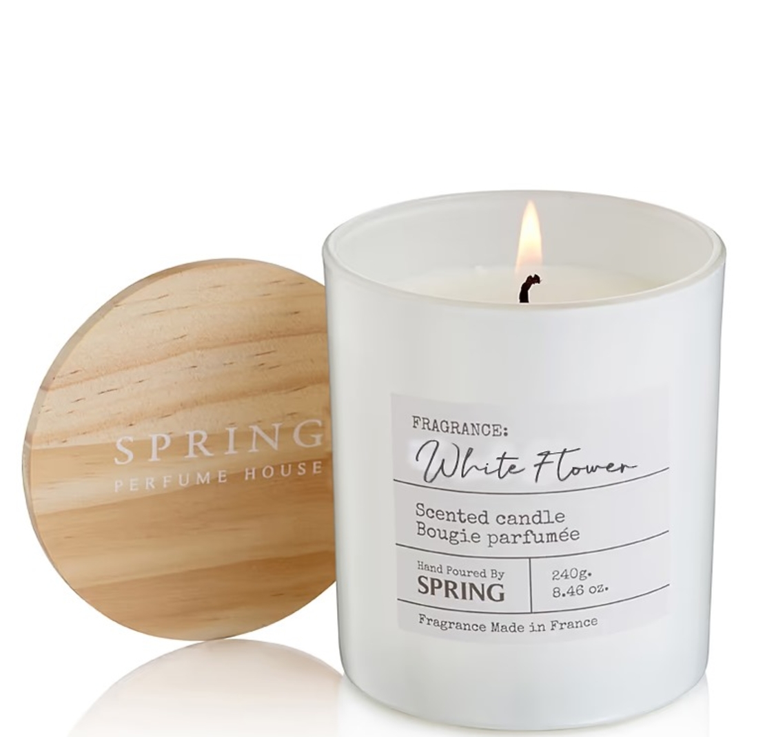 נר בישום שעווה טבעית בניחוח WHITE FLOWER - White collection