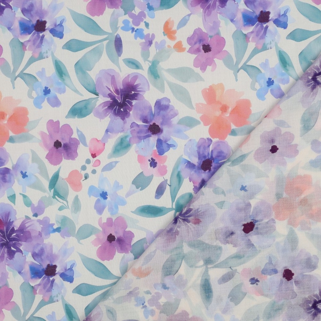 אריג כותנה וואל דפוס פרחים סגלגלים דיגיטלי