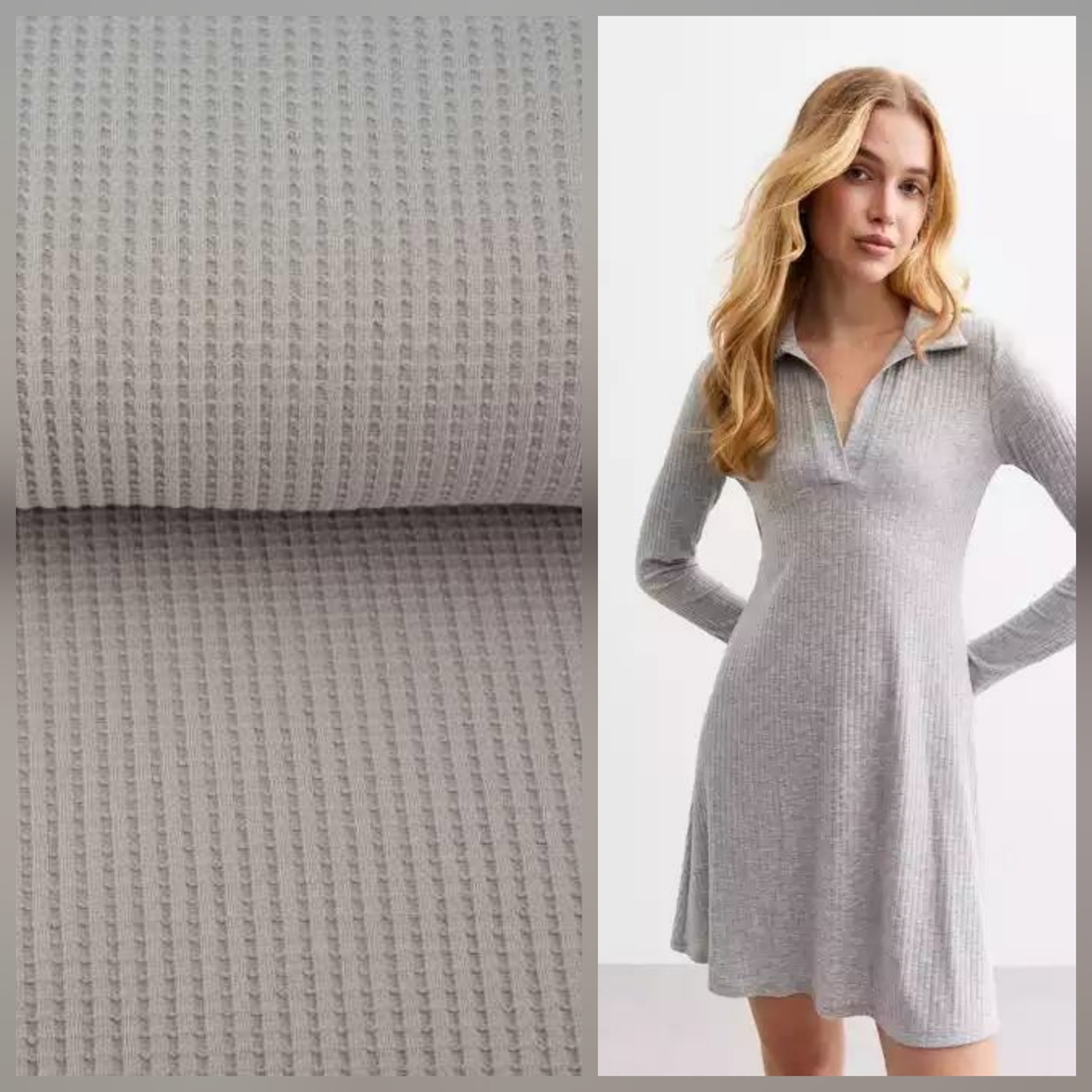 סריג וופל צבע אפור בהיר דגם איזבל