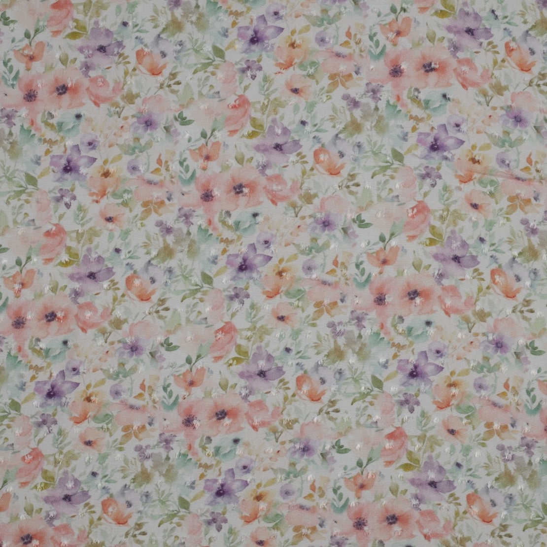 אריג ויסקוזה נופים דפוס אביבי בגווני פסטל