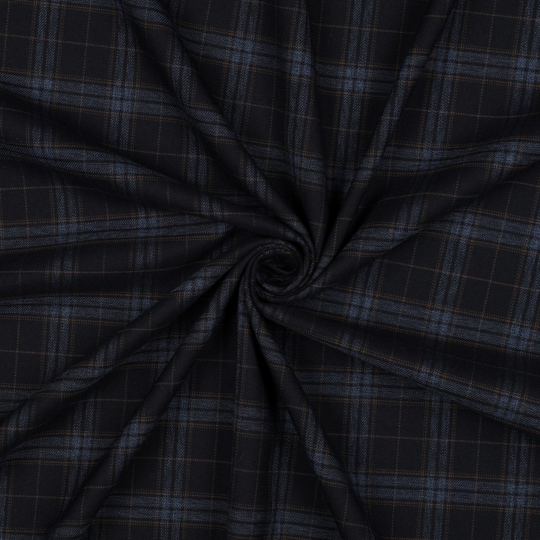 אריג משבצות סקוטי רקע כחול כהה בשילוב כחול גינס