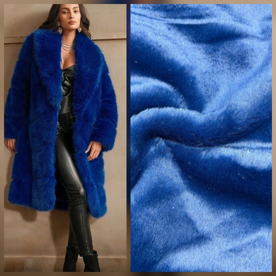 פרווה משי כחול רויאל נגיעות לורקס עדין