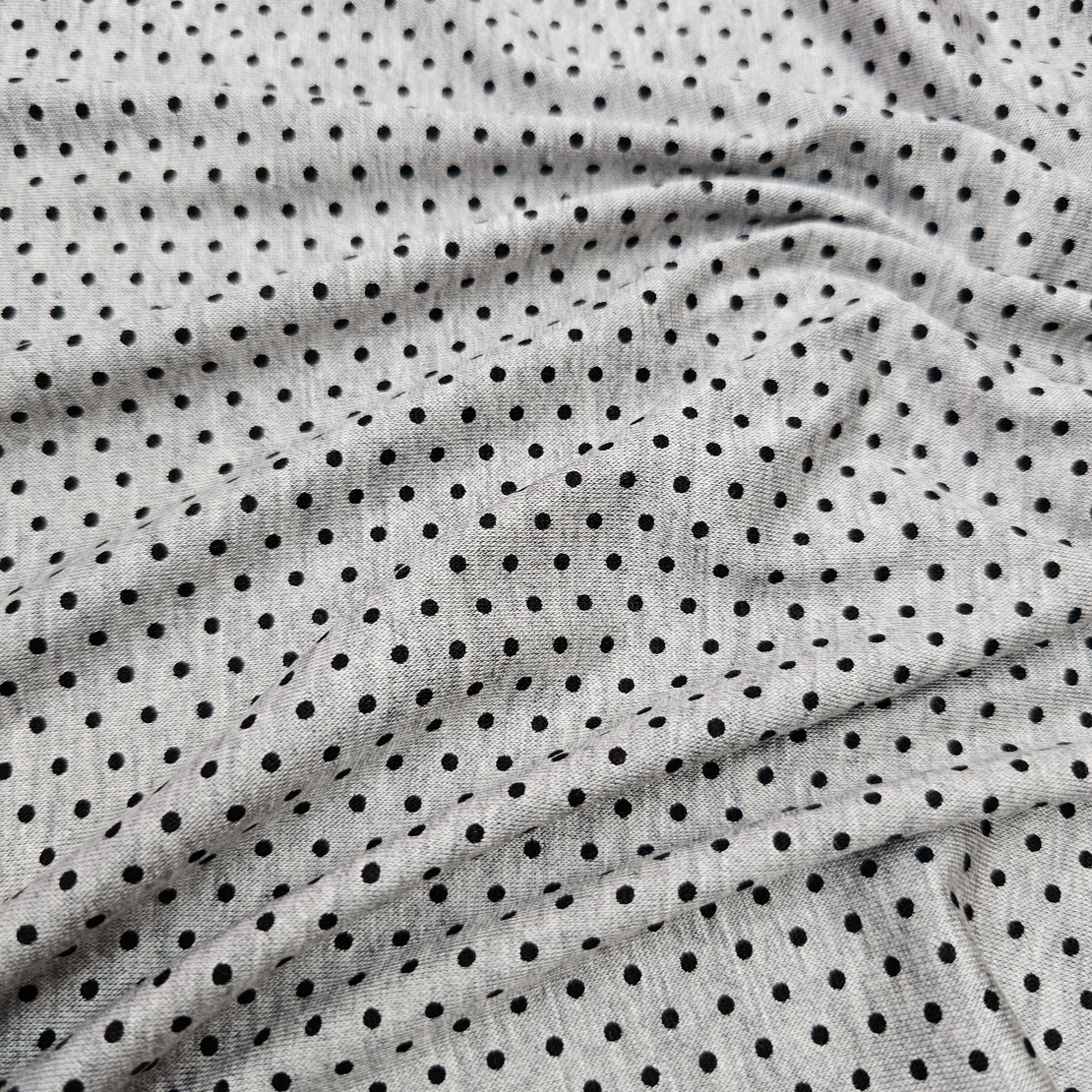 טריקו ויסקוזה דפוס נקודות סיכה שחור על רקע אפור מלאנז
