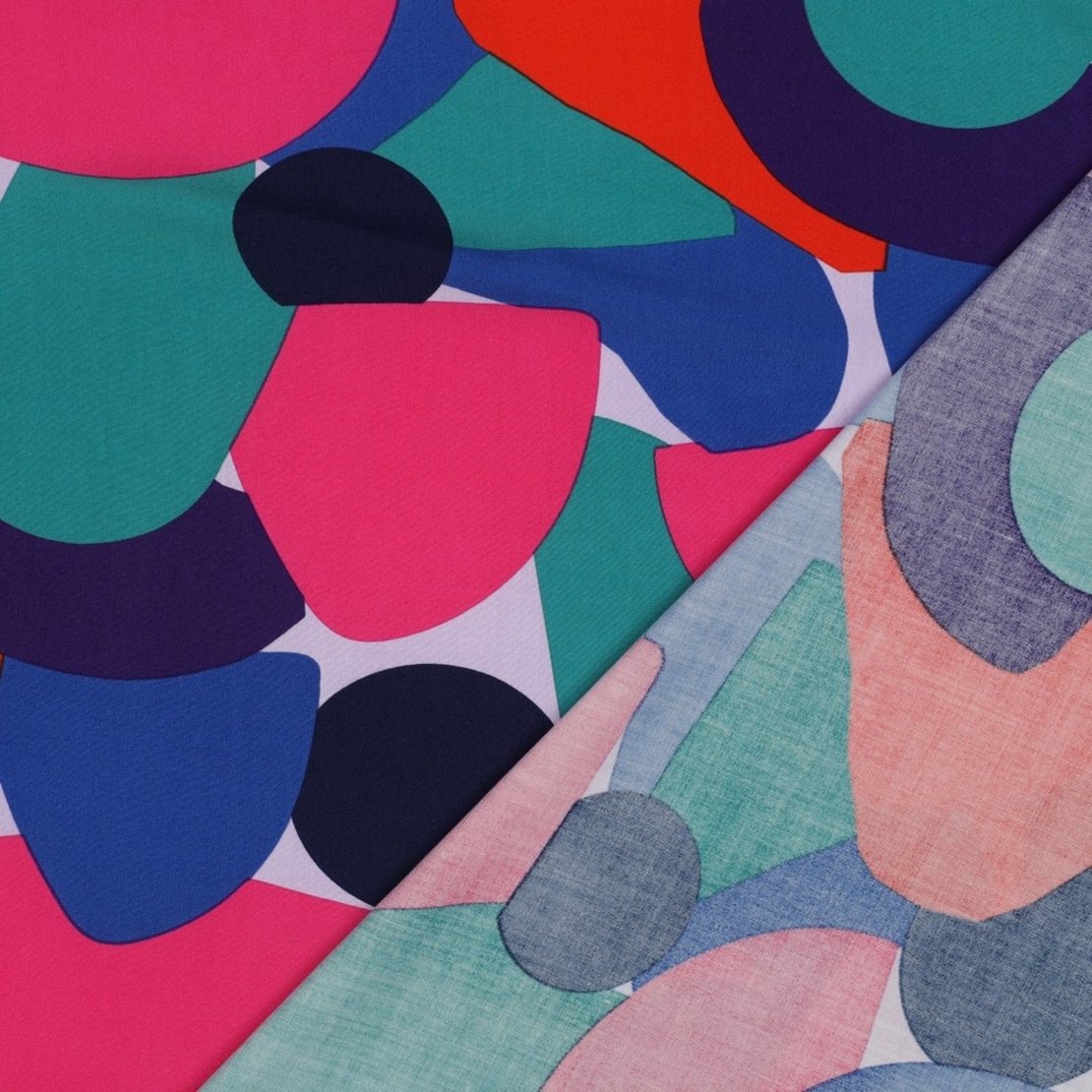 אריג ויסקוזה ECOVERO דפוס צורות גאומטריות