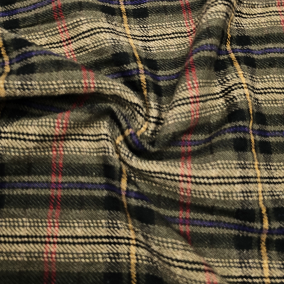 אריג צמר משבצות בגווני חום