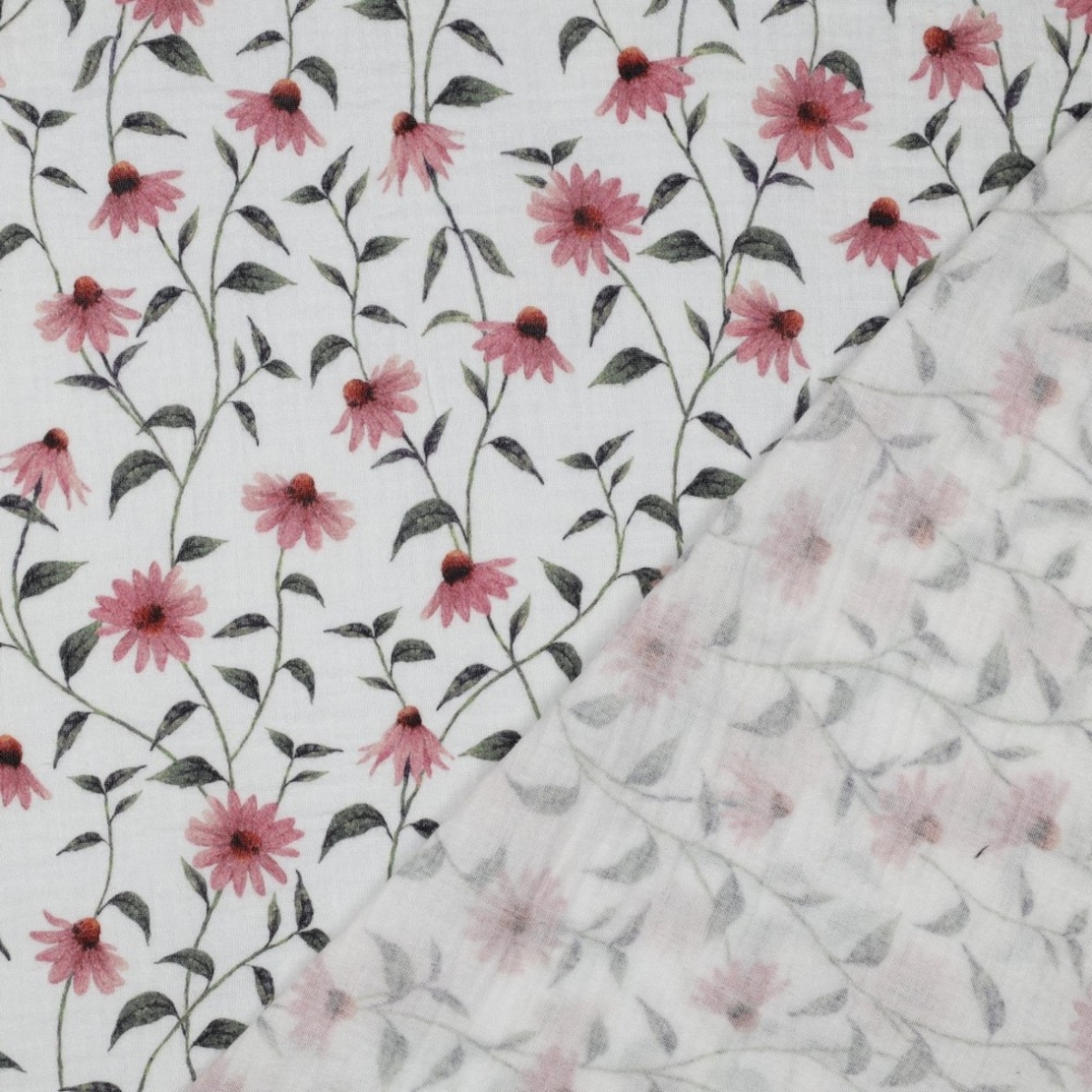 אריג דאבל טטרה דפוס פרחי מיים על רקע לבן