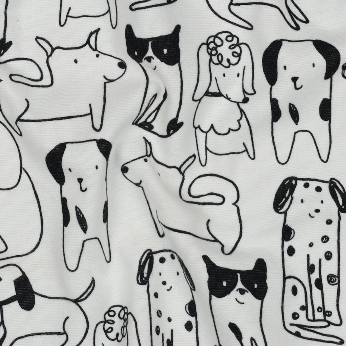 אריג פלנל דפוס כלבים חמודים על רקע אופוייט