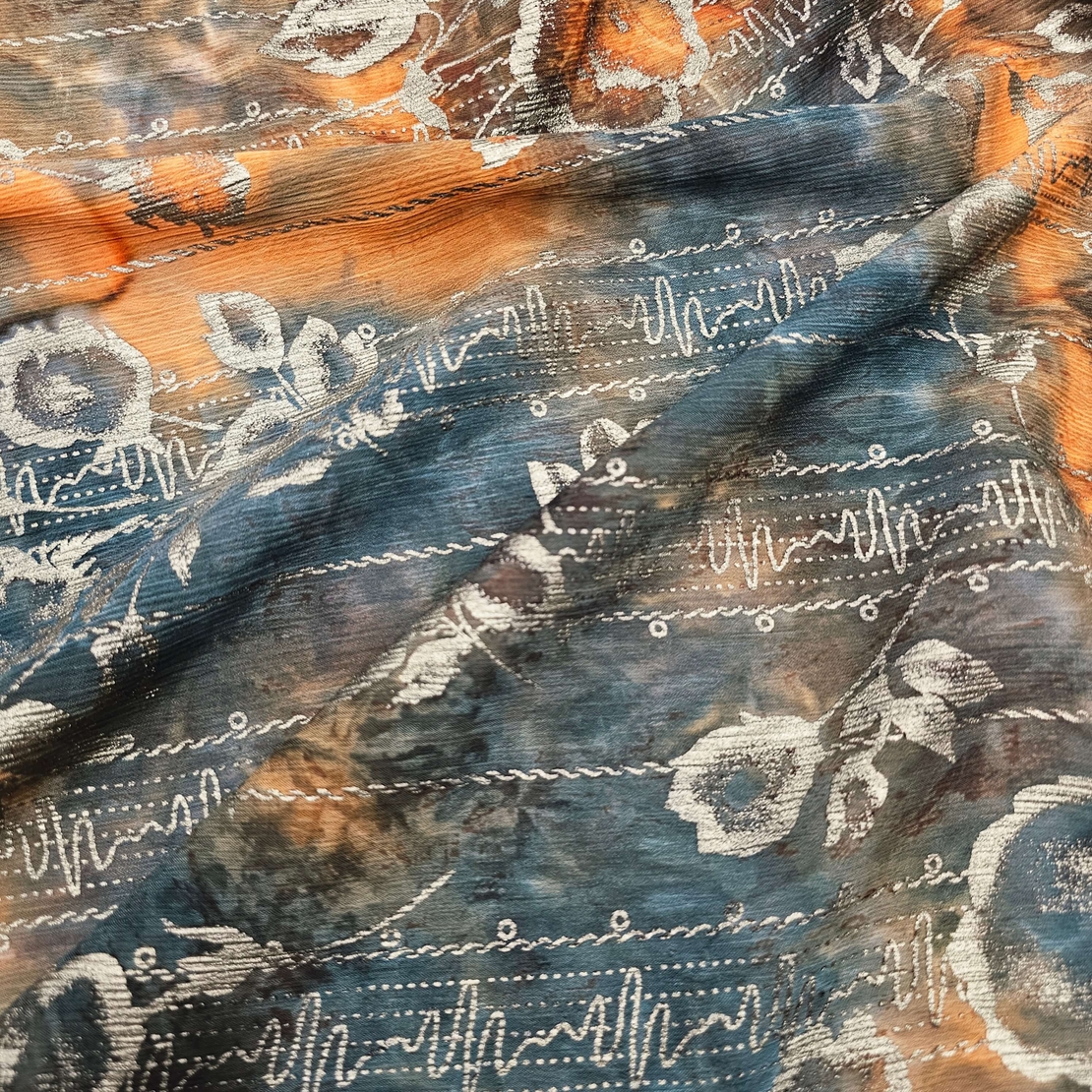 אריג שיפון דפוס בוהו גווני חום