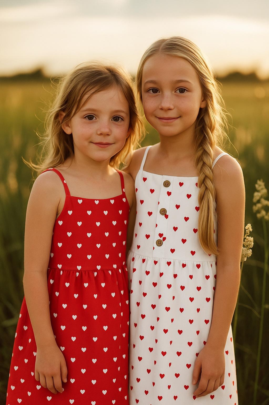 אריג כותנה אדום דפוס לבבות לבנים