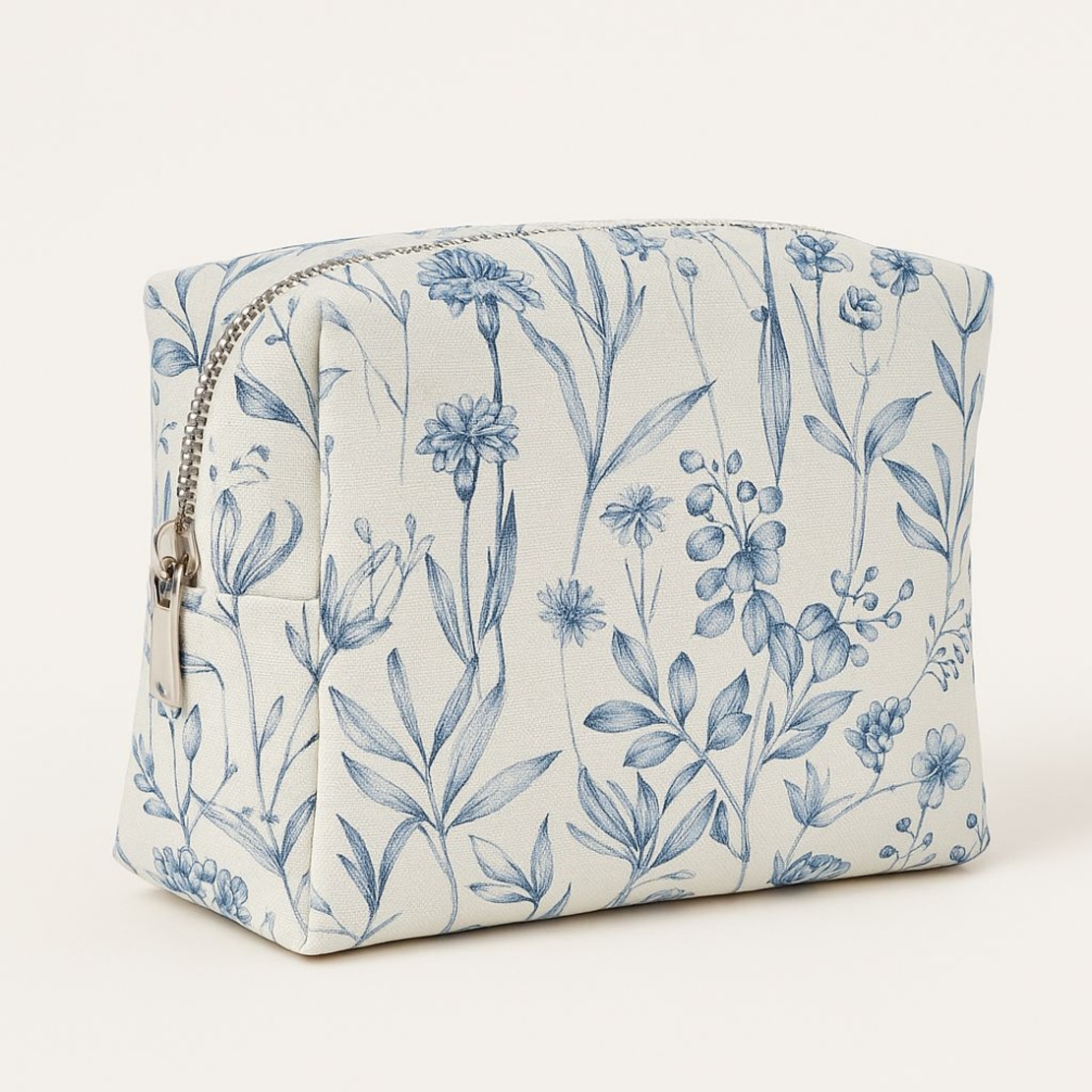 אריג קנבס דפוס פרחים בסגנון ציור פורצלן