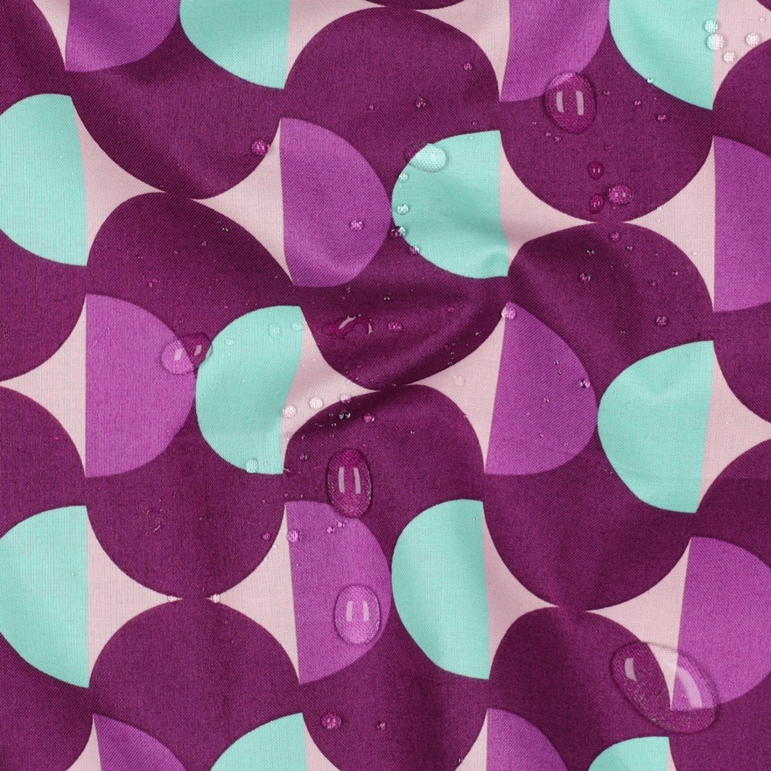 אריג כותנה עמיד במים דפוס אבסטרקטי גווני סגול ומנטה