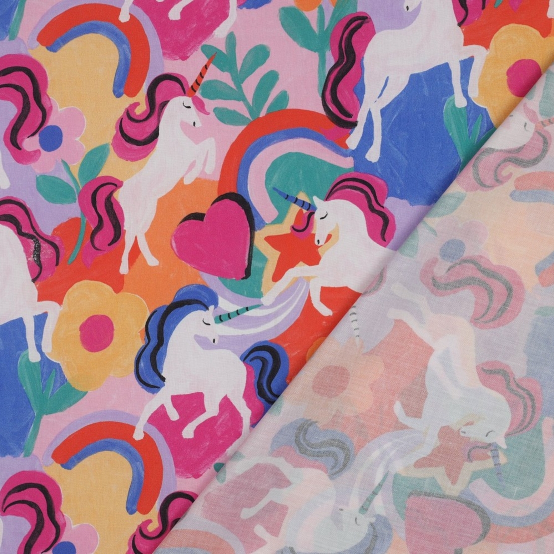 אריג כותנה דפוס דיגיטלי חדי קרן צבעוניים