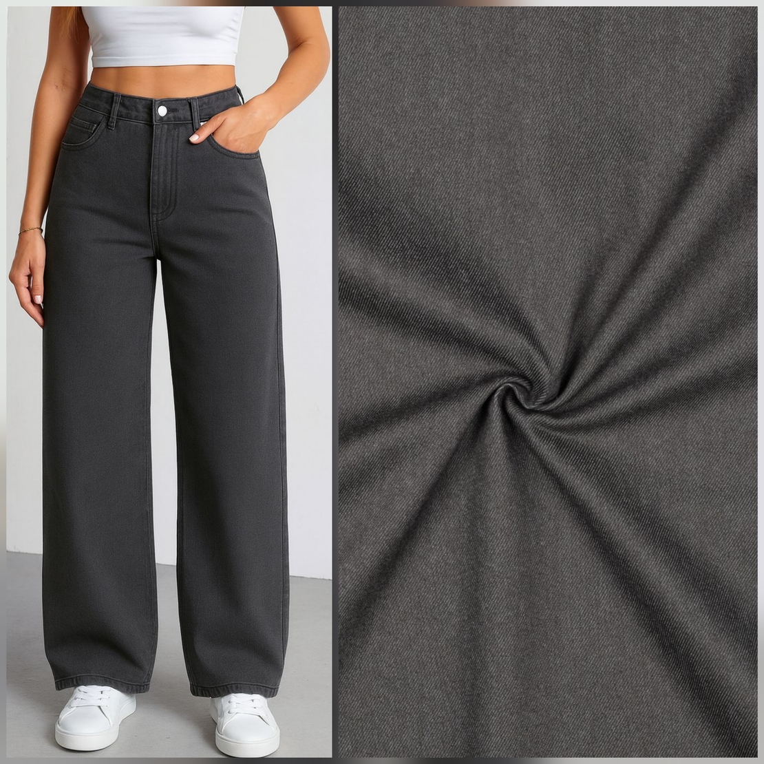 אריג גינס צבע אפור כהה דגם גלורי