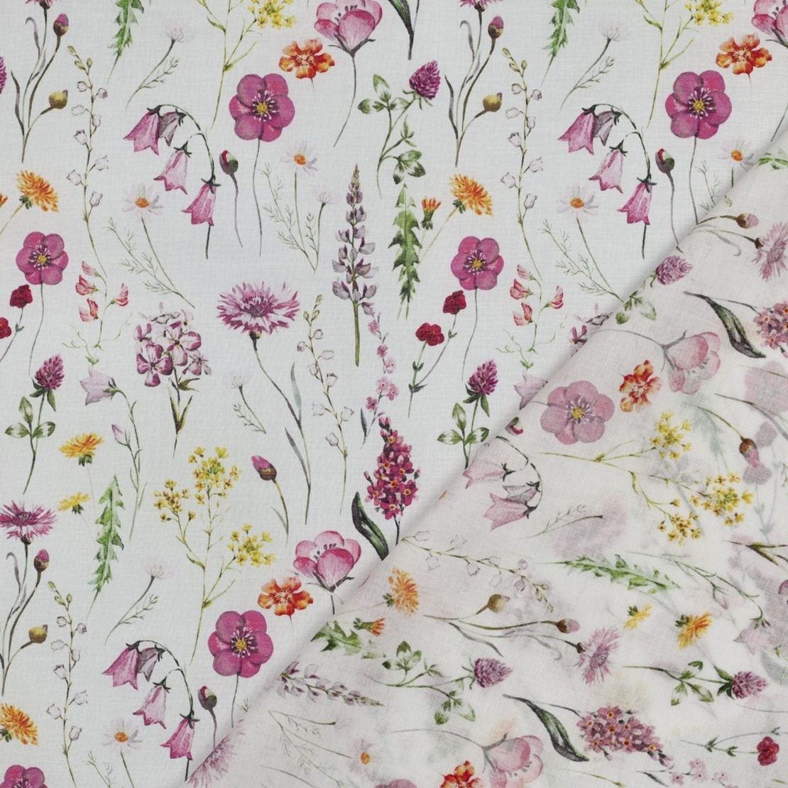 אריג כותנה וואל דפוס דיגיטלי איור בוטני