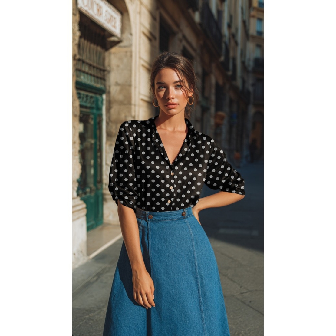 אריג ויסקוזה דפוס נקודות על רקע שחור