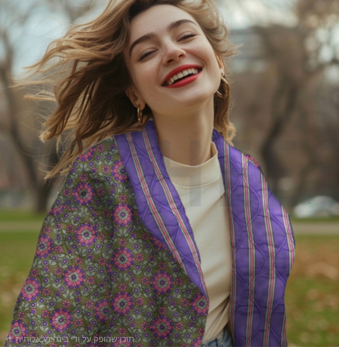 אריג קווילט דו צדדי דפוס מנדלות קטנות גווני ירוק סגול