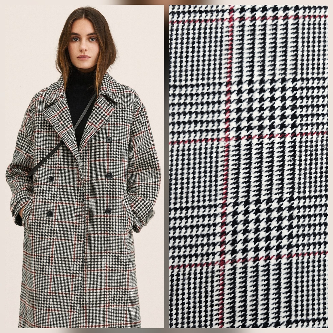 אריג צמר משבצות בסגנון צרפתי