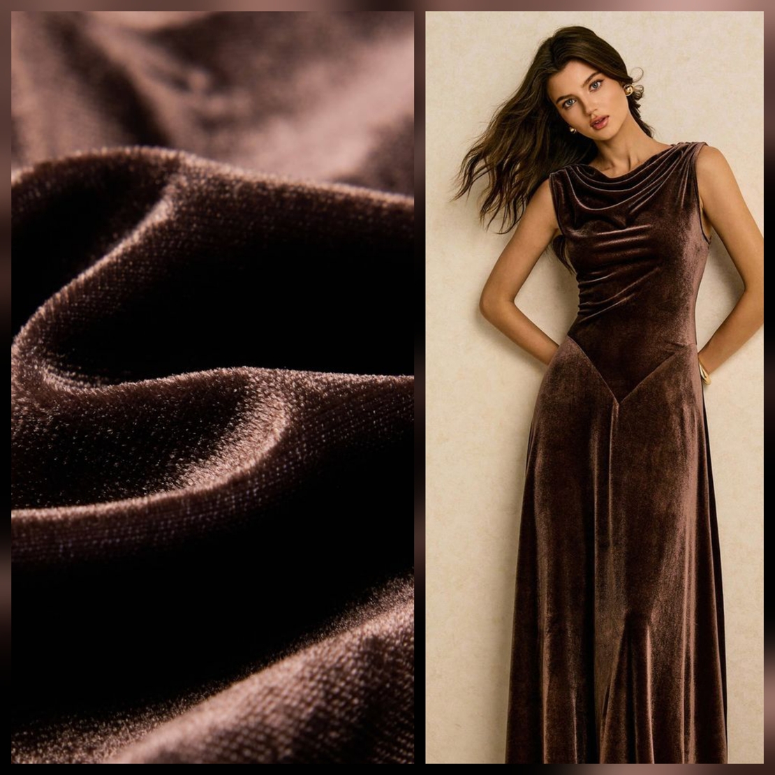 קטיפה קוריאנית צבע חום