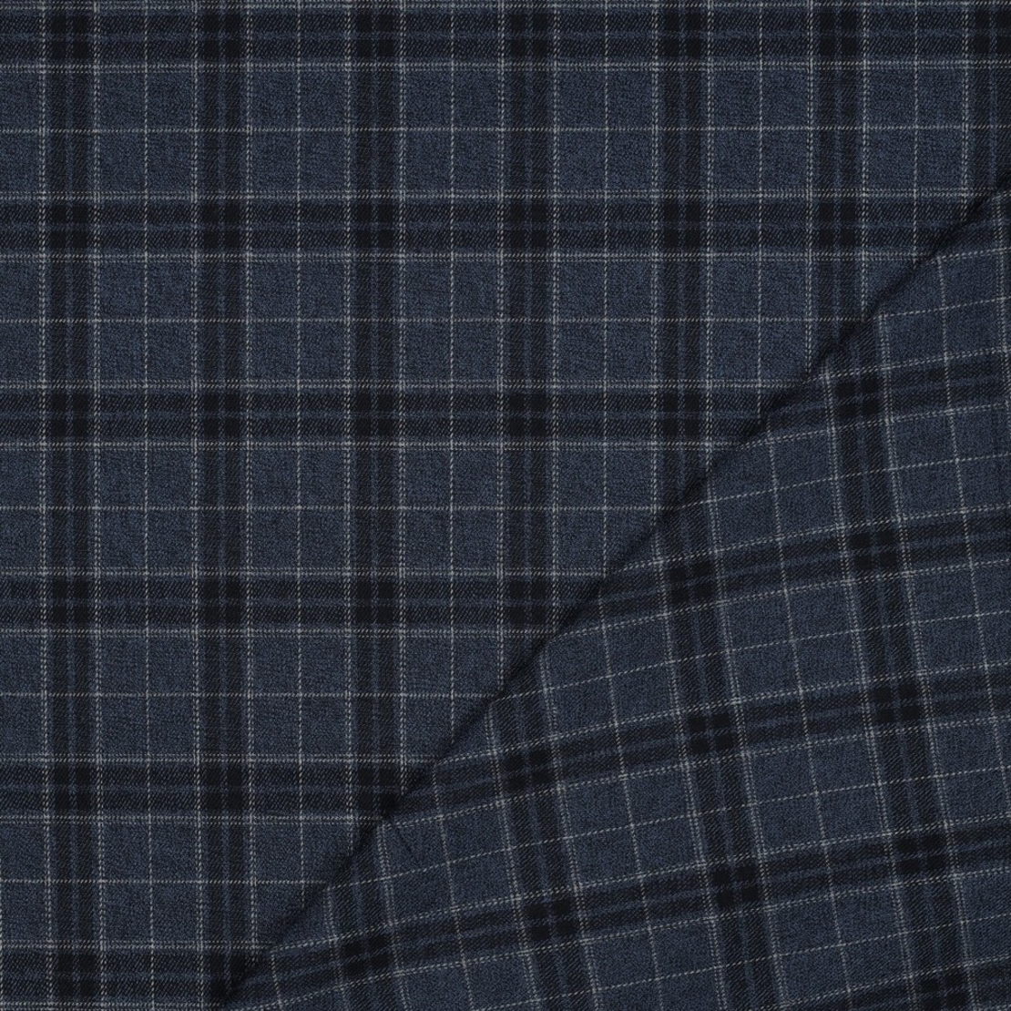 אריג משבצות סקוטי רקע כחול ג'ינס בשילוב כחול כהה