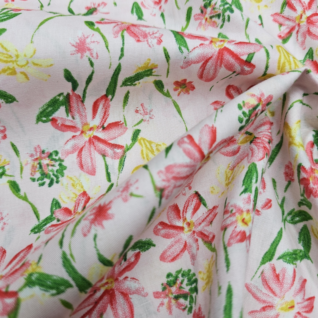 אריג כותנה דפוס גן פורח בורוד