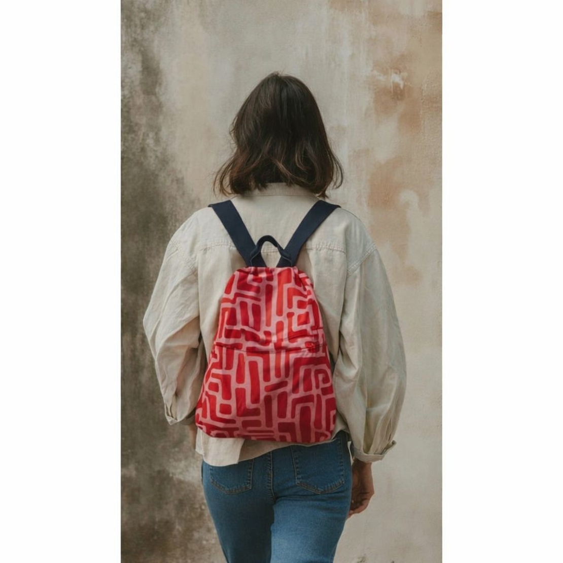 אריג כותנה עמיד במיים דפוס קוים דיגיטלי גווני ורוד ואדום