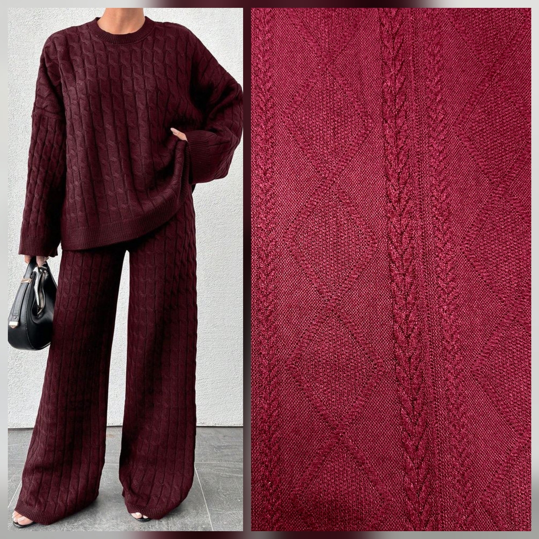 סריג צמות צבע בורדו עמוק דגם ורונה