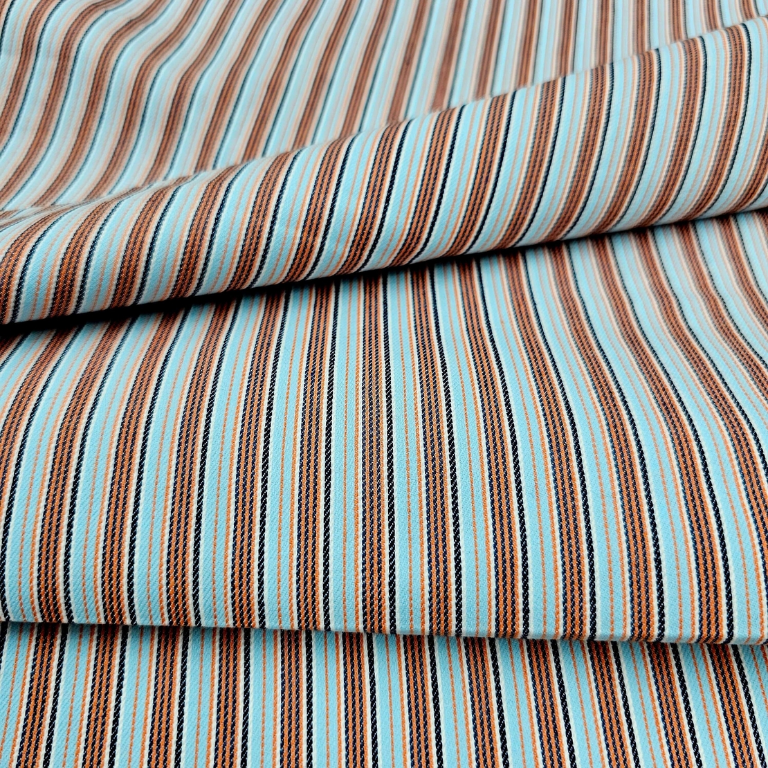 אריג גינס פסים גווני תכלת סלמון