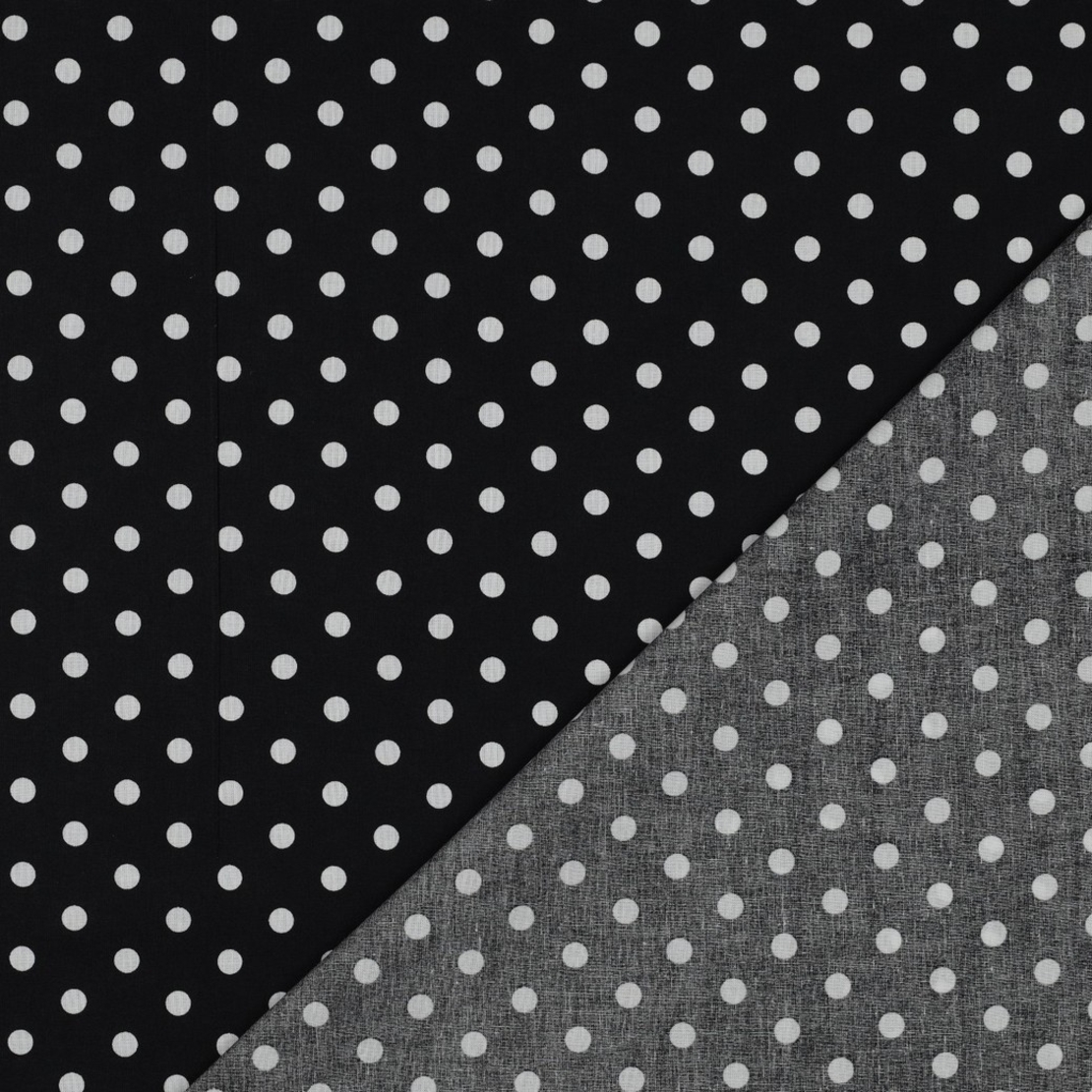 אריג כותנה נקודות לבן על רקע שחור