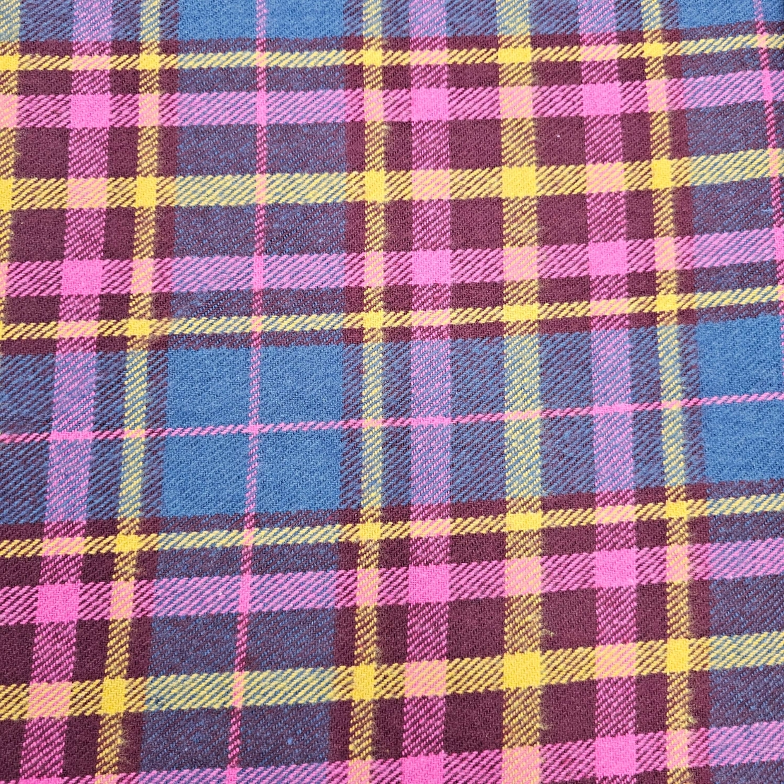 אריג צמר משובץ גווני בורדו כחול