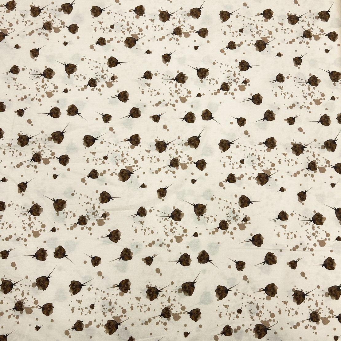 אריג כותנה דפוס טוליפים דיגיטלי על רקע אופוייט