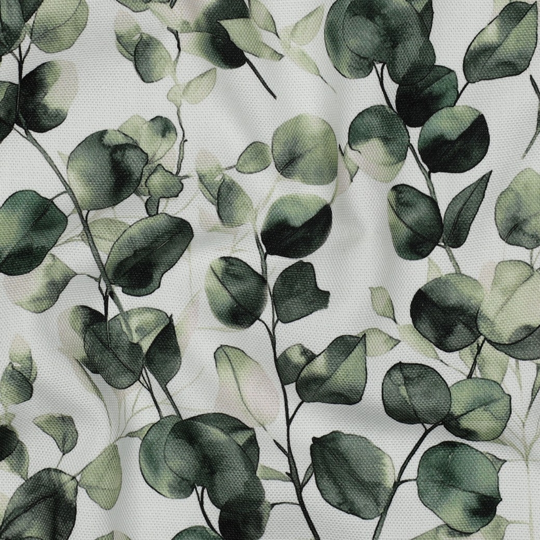 קנבס דפוס עלי אקליפטוס דיגטלי על רקע לבן