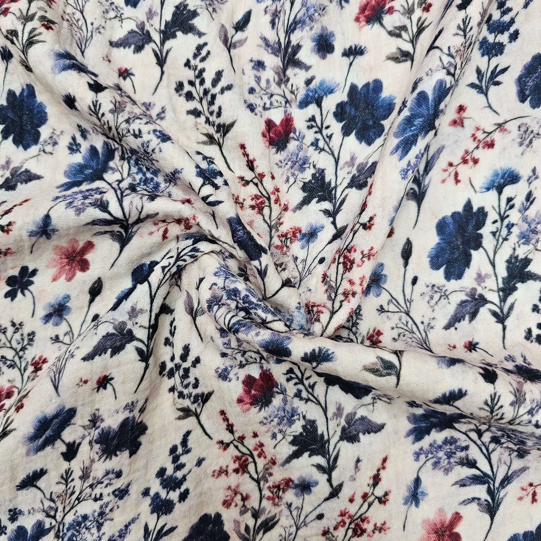 אריג דאבל טטרה דפוס פרחי שדה דיגיטלי