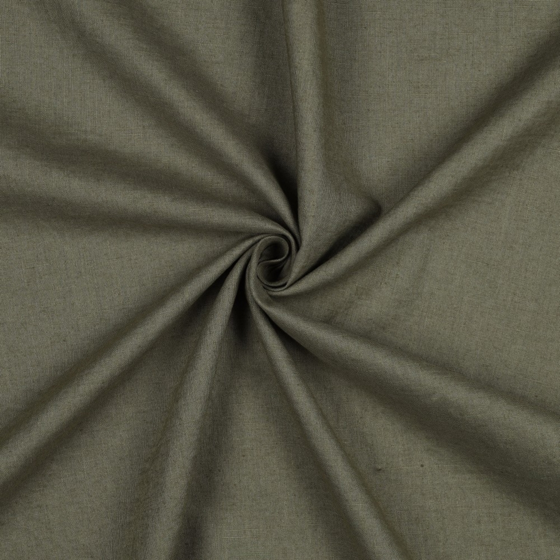 אריג פשתן מכובס צבע ירוק זית