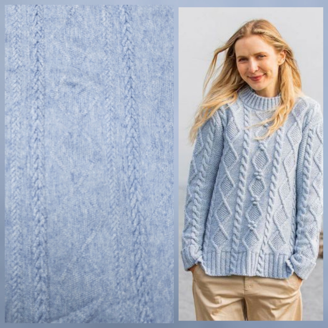 סריג צמות צבע כחול גינס דגם ורונה