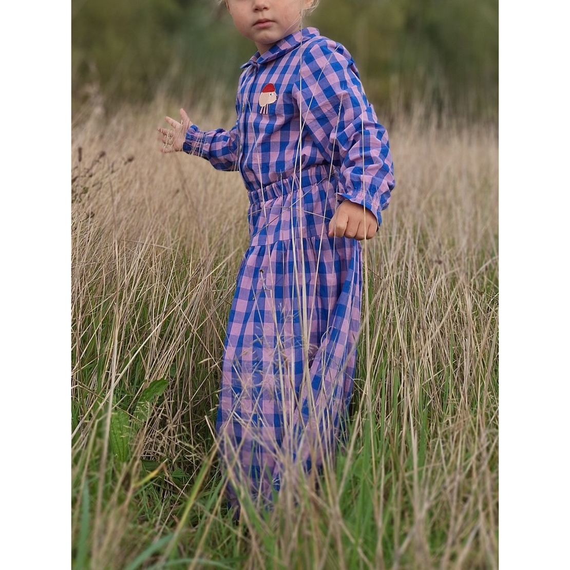 אריג כותנה משבצות גווני סגול וכחול