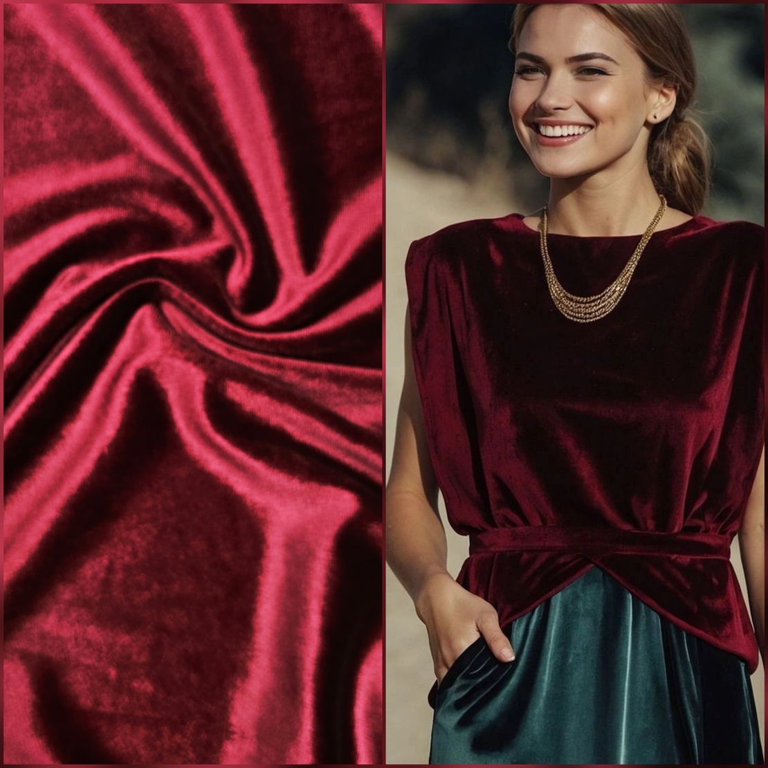 קטיפה קוריאנית צבע בורדו יין