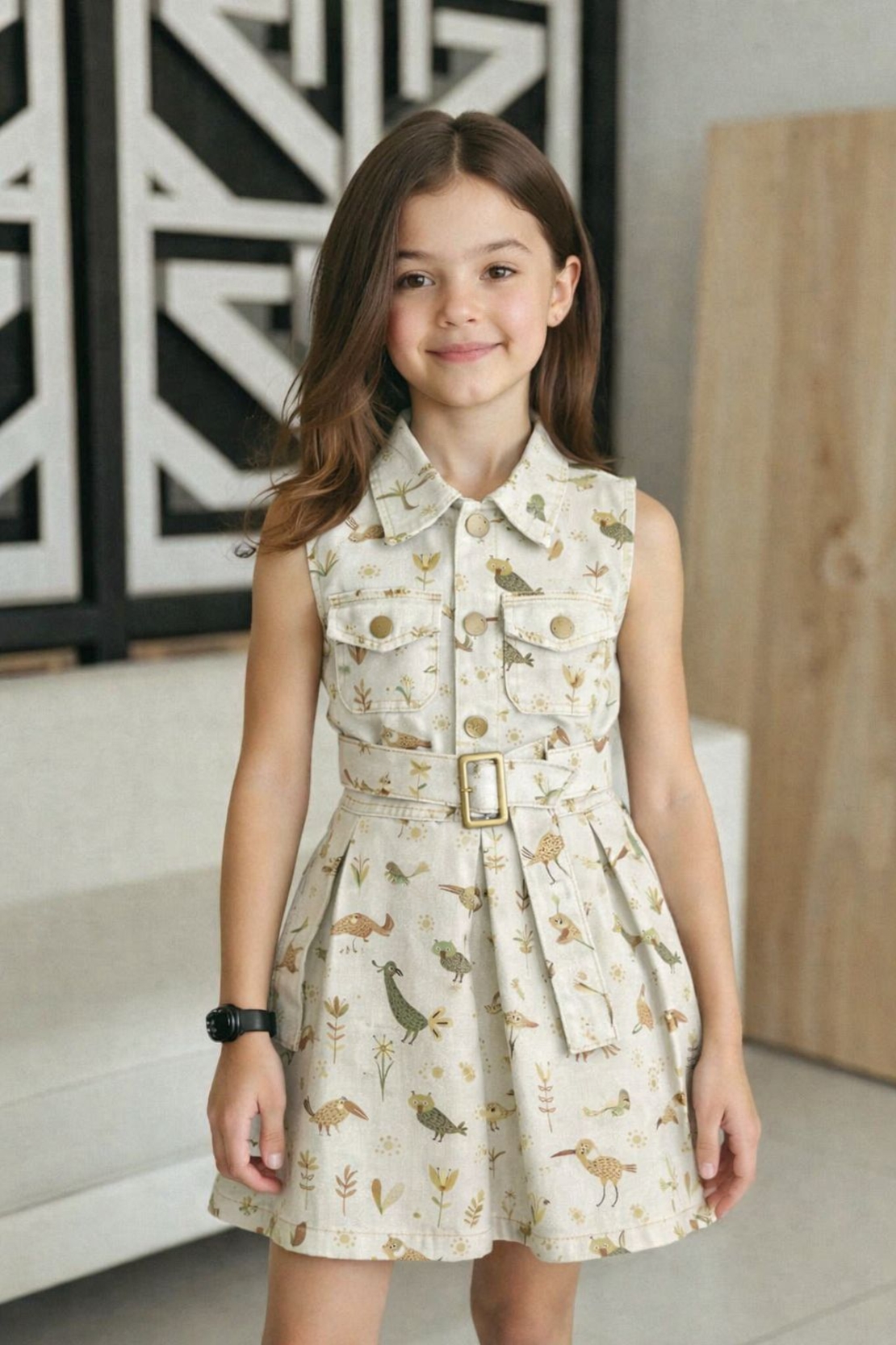 אריג כותנה דפוס בעלי כנף על רקע בז