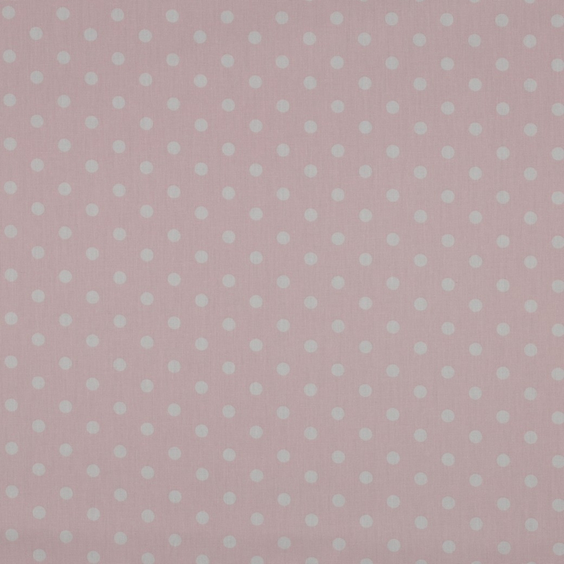 אריג כותנה נקודות לבן על רקע ורוד בייבי