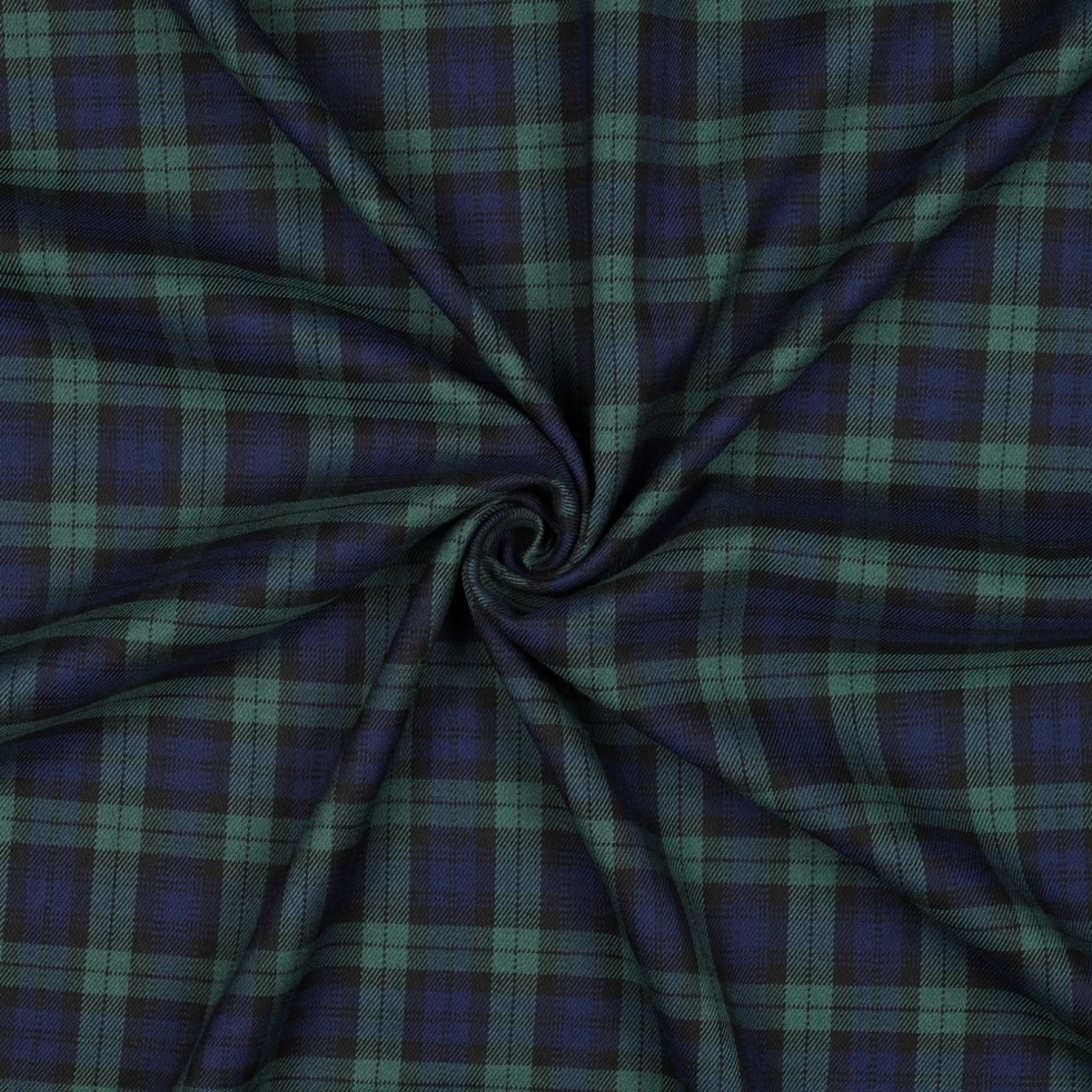 אריג משבצות טארטן גווני כחול כהה וירוק