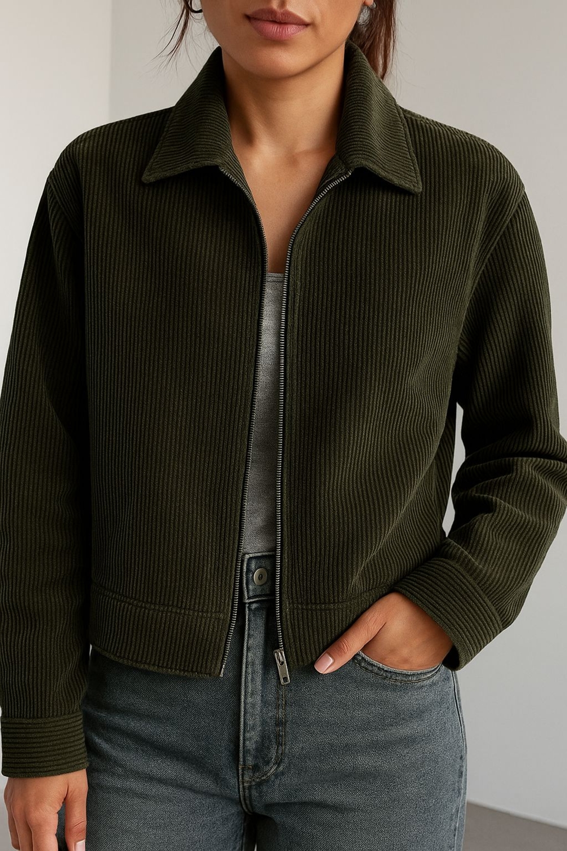 אריג קורדרוי באבלס צבע ירוק זית