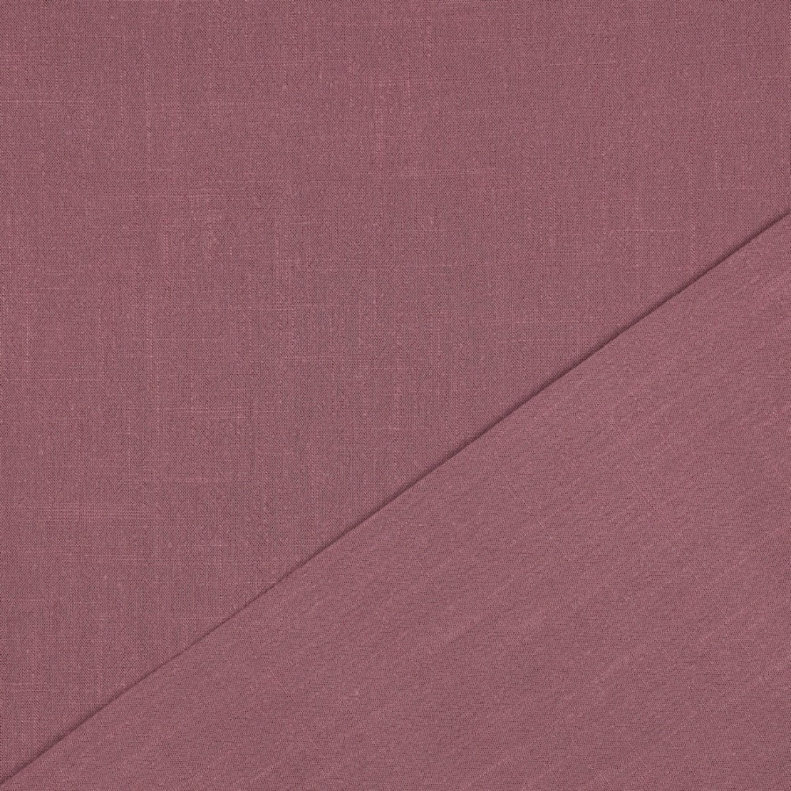 אריג פשתן ויסקוזה מכובס  צבע ורוד מעושן